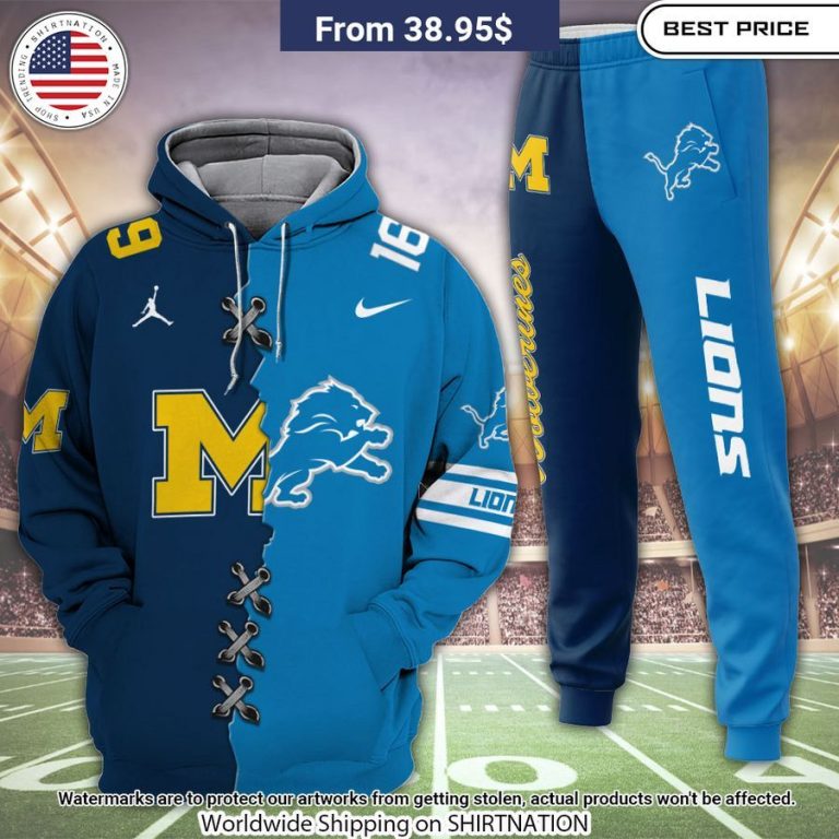 Detroit Lions X Michigan Wolverines Hoodie Natural and awesome