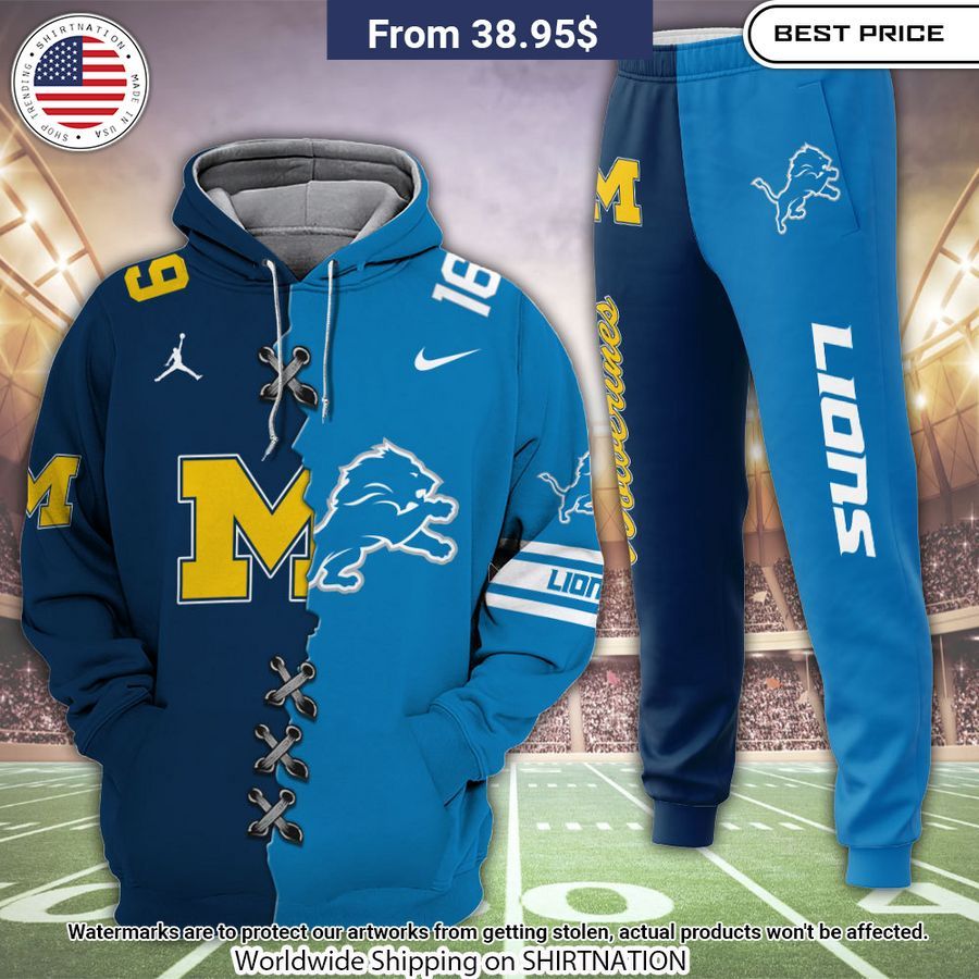 Detroit Lions X Michigan Wolverines Hoodie Natural and awesome