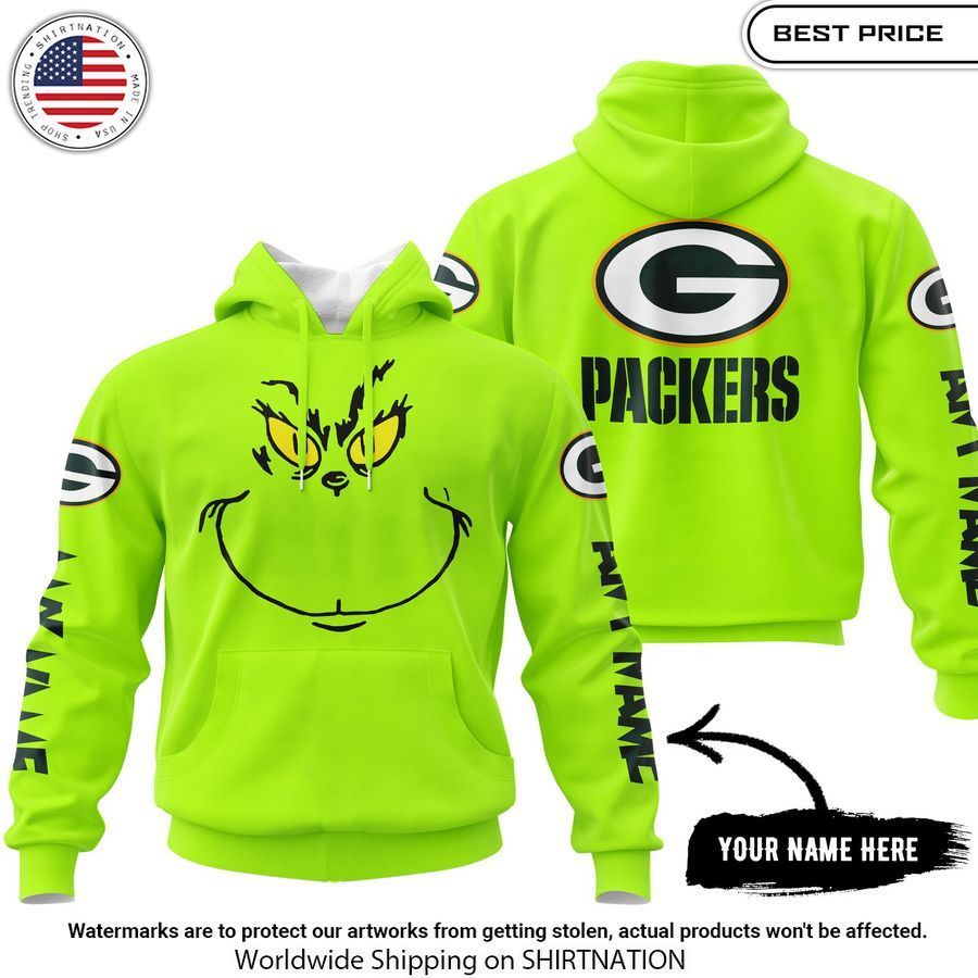 Green Bay Packers Grinch Hoodie Nice elegant click