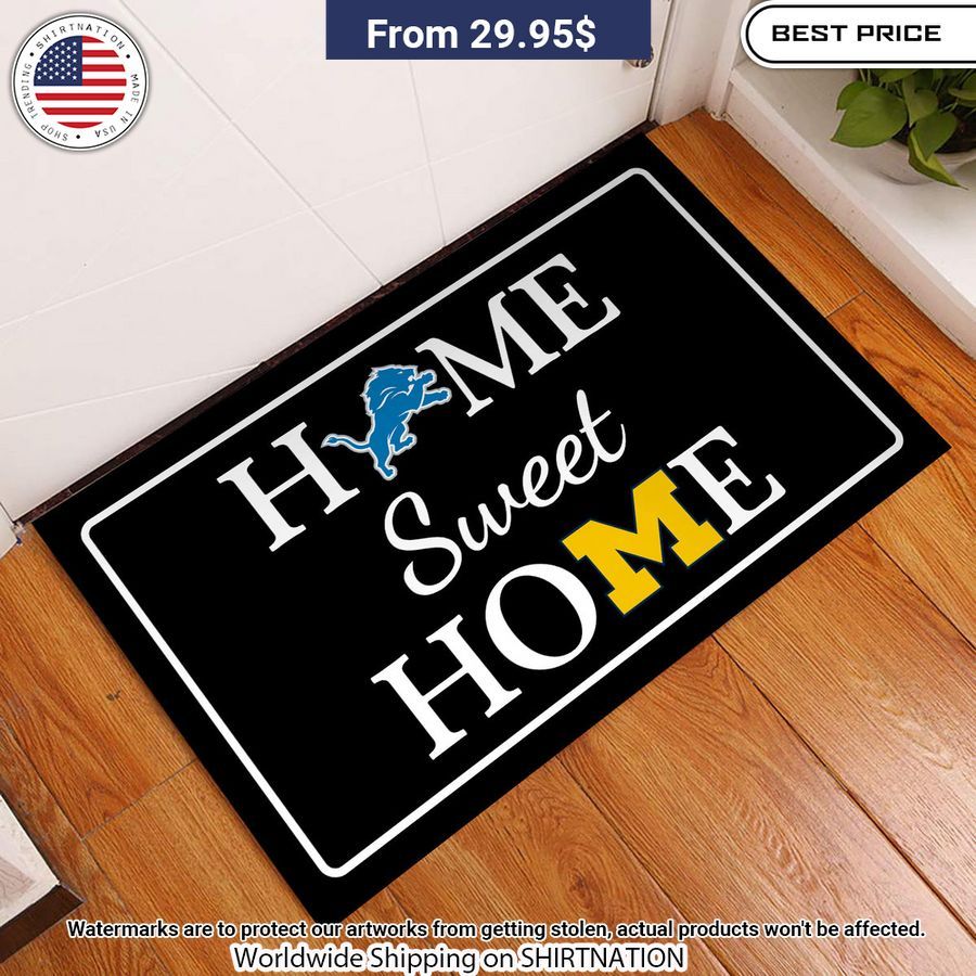 Home Sweet Home Detroit Lions Michigan Wolverines Doormat Amazing Pic