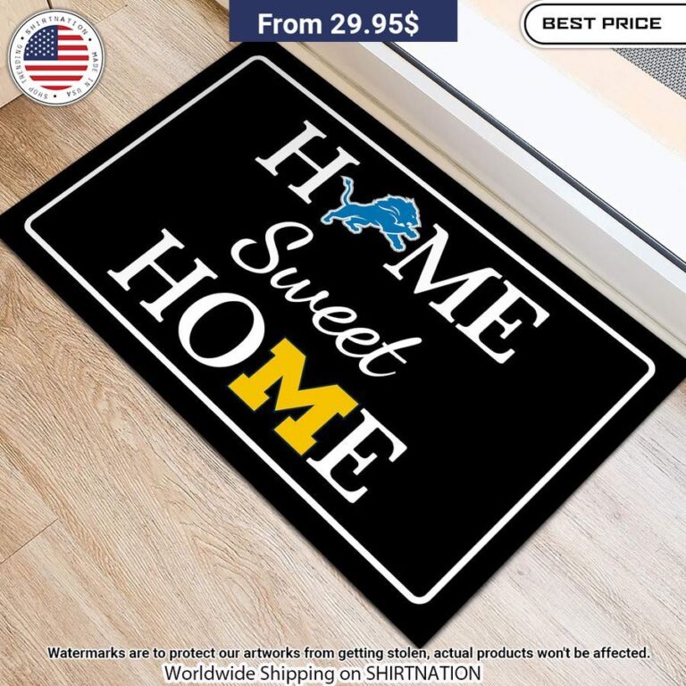 Home Sweet Home Detroit Lions Michigan Wolverines Doormat Super sober