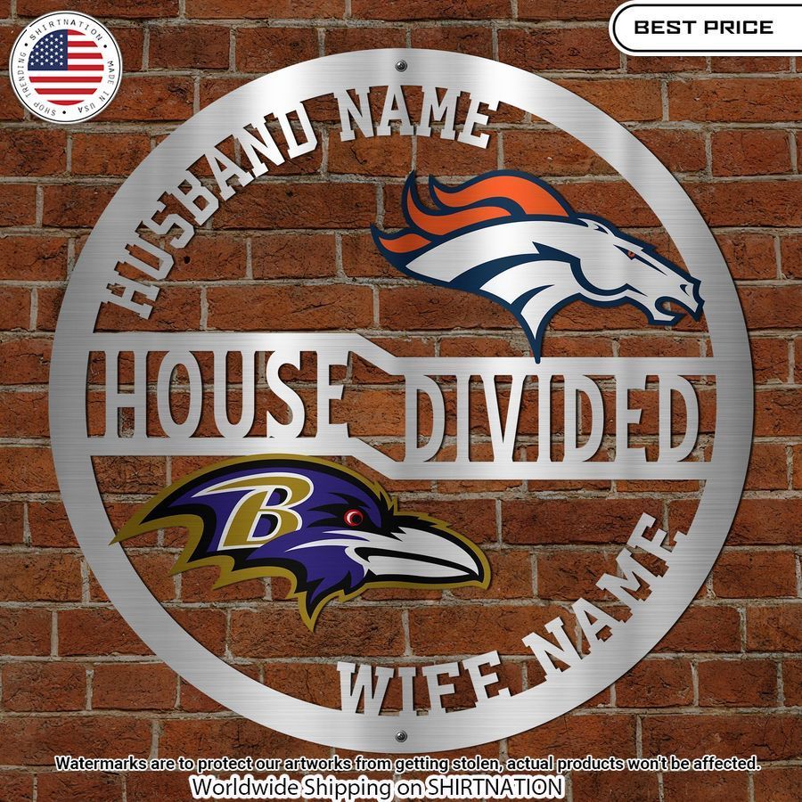 house divided custom nfl team metal sign 9
