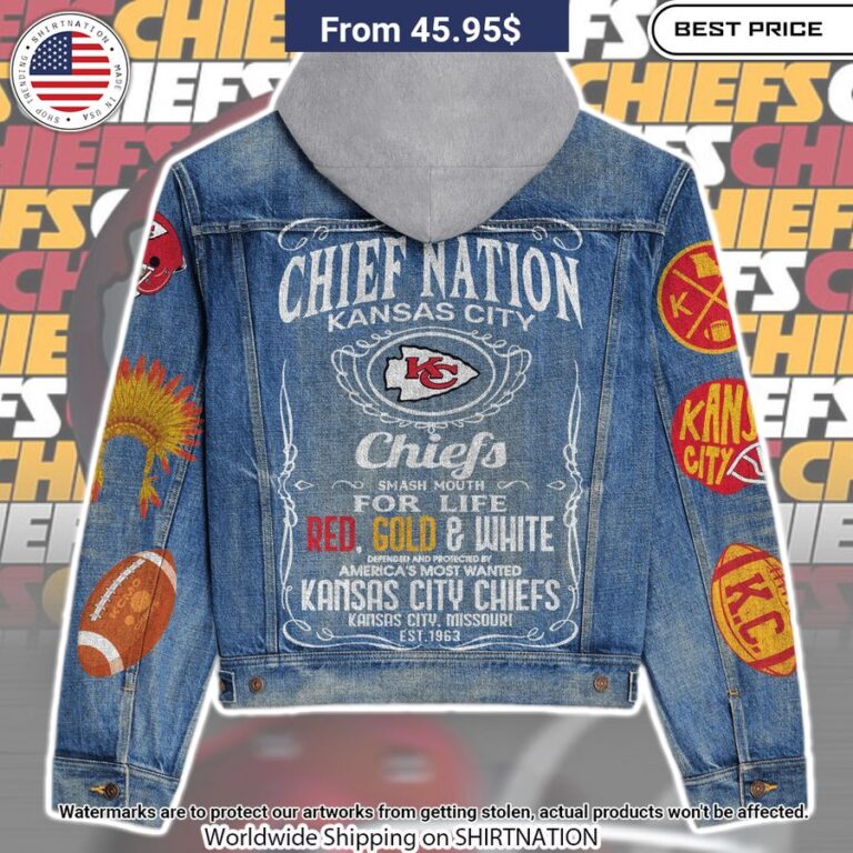 Kansas City Chiefs Hooded Denim Jacket Handsome as usual