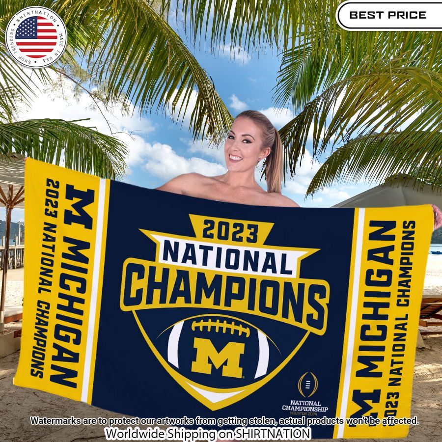Michigan Wolverines 2023 National Champions Beach Towel Impressive picture.