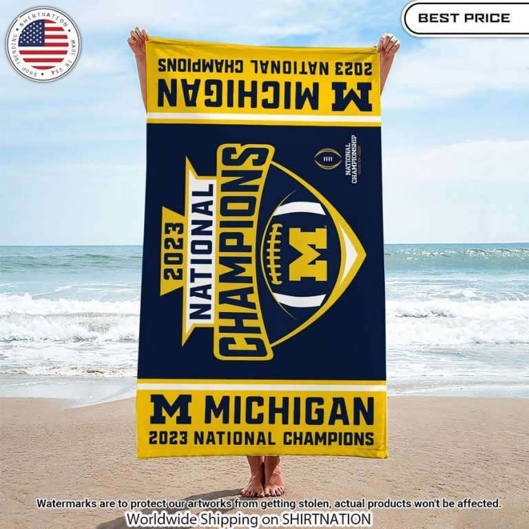 Michigan Wolverines 2023 National Champions Beach Towel Good click