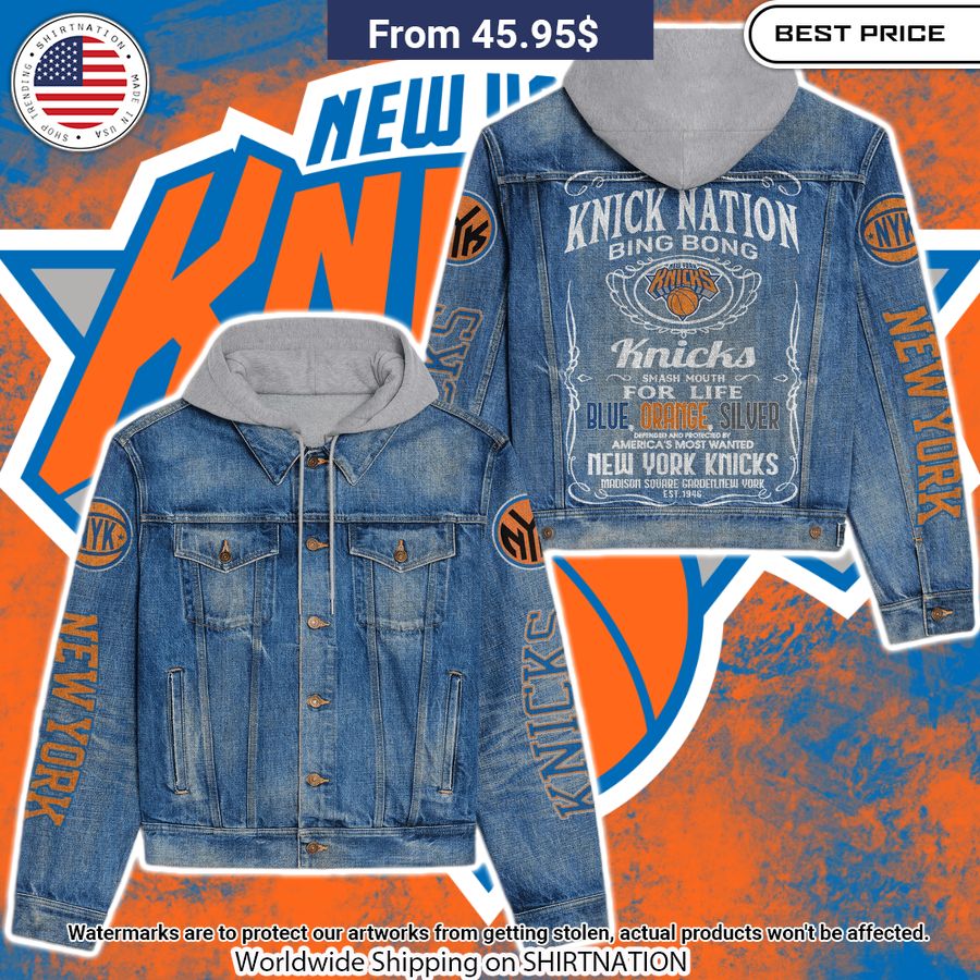 New York Knicks Hooded Denim Jacket You look elegant man