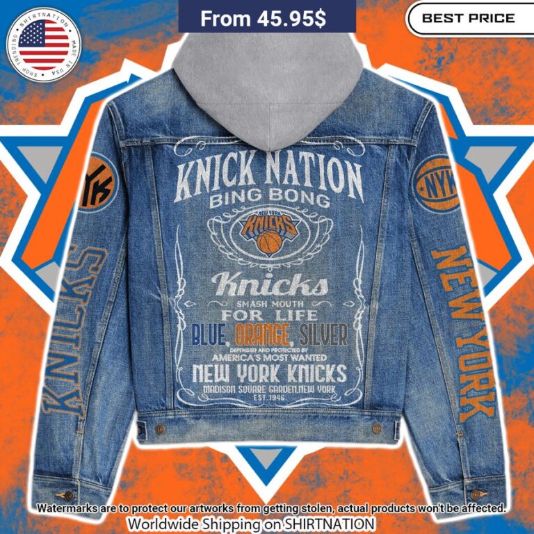 New York Knicks Hooded Denim Jacket Oh my God you have put on so much!