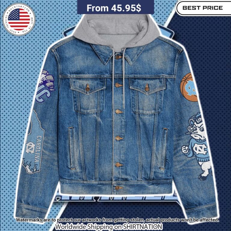 North Carolina Tar Heels Go heels Hooded Denim Jacket Gang of rockstars