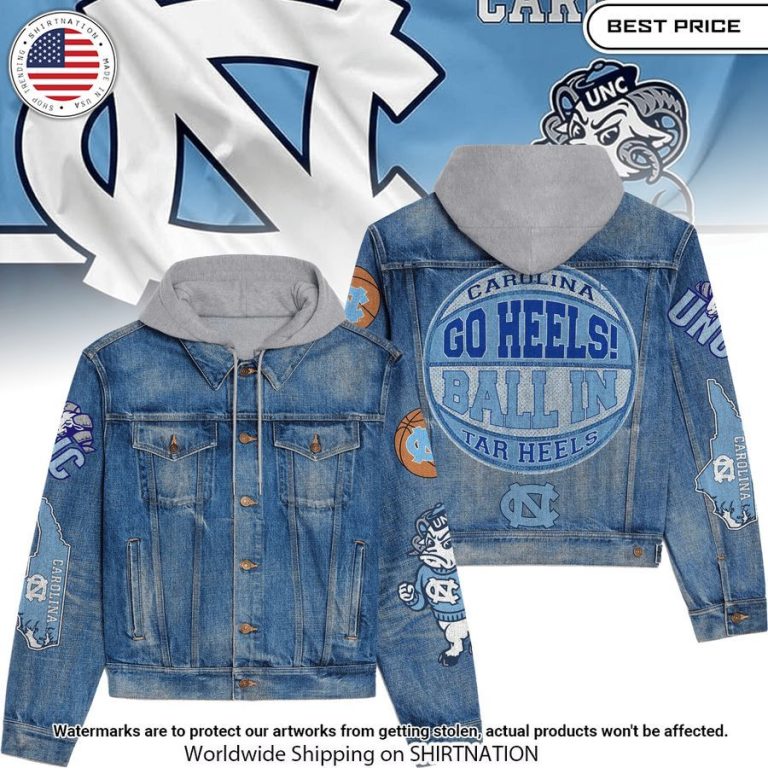 North Carolina Tar Heels Hooded Denim jacket You look beautiful forever