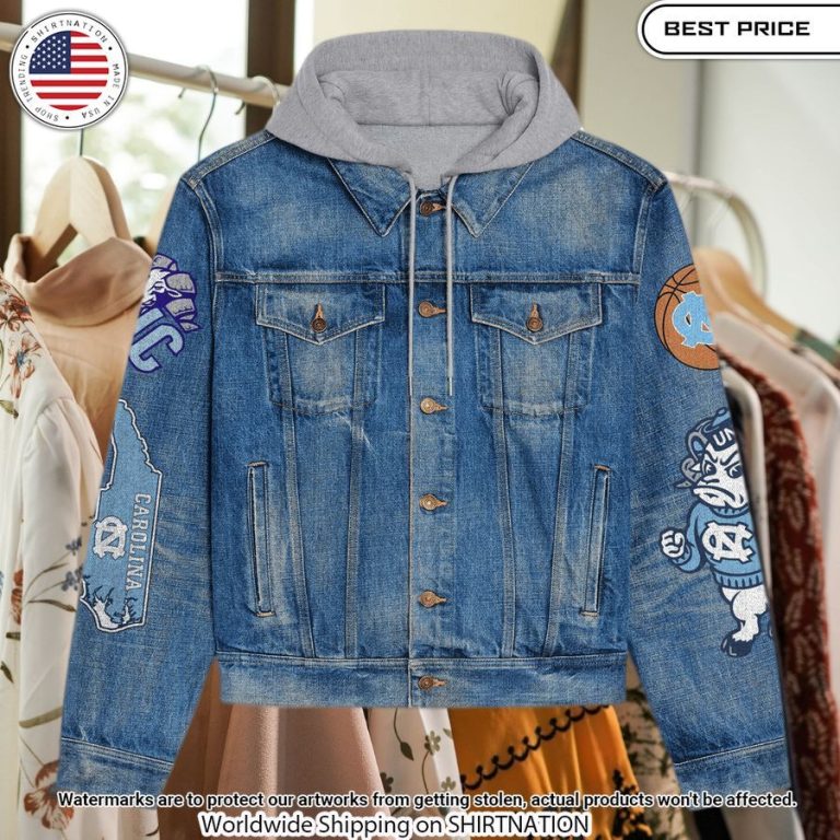 North Carolina Tar Heels Hooded Denim jacket Rocking picture