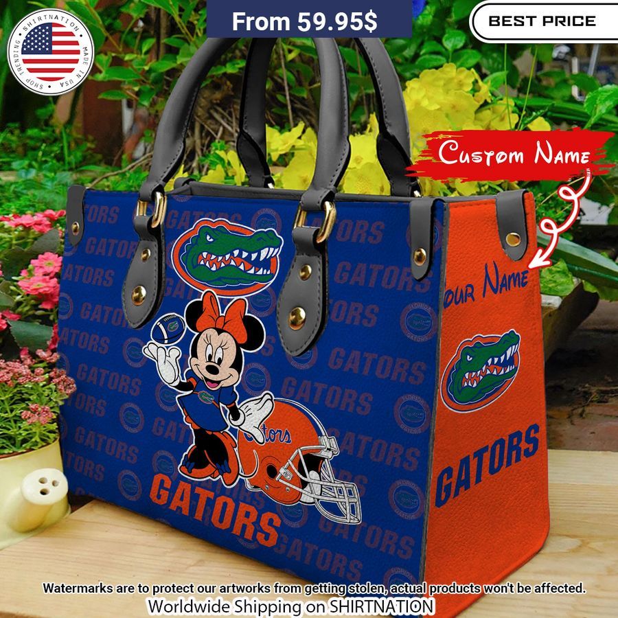 Personalized Florida Gators Minnie Leather Hand Bag Super sober