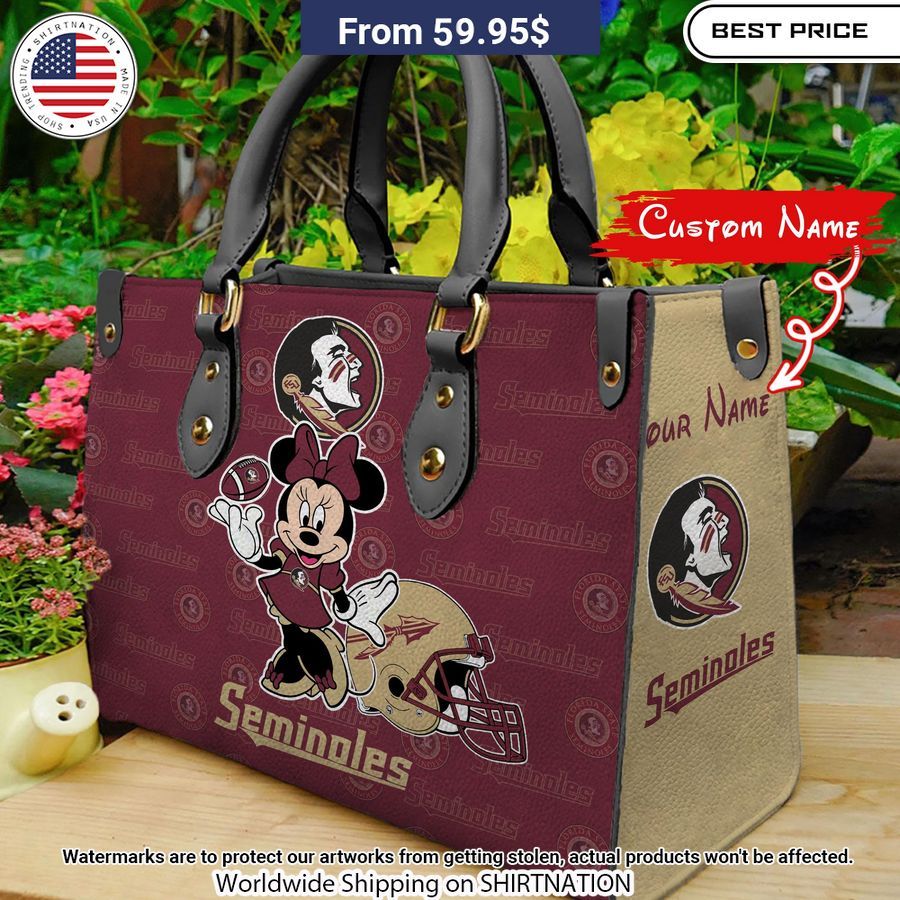 Personalized Florida State Seminoles Minnie Leather Hand Bag Good one dear