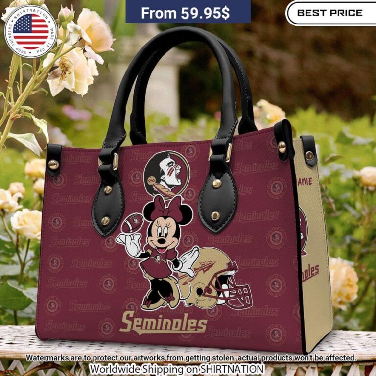 Personalized Florida State Seminoles Minnie Leather Hand Bag Loving click