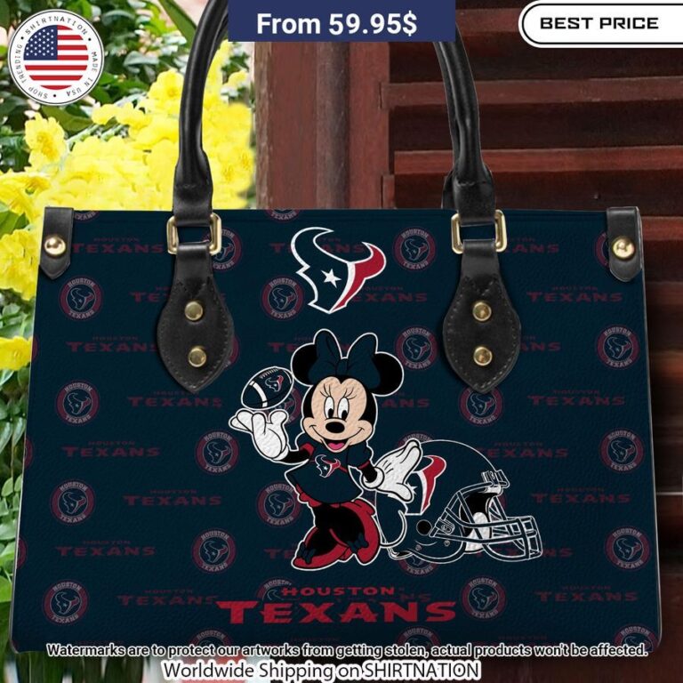 Personalized Houston Texans Minnie Leather Hand Bag Best couple on earth