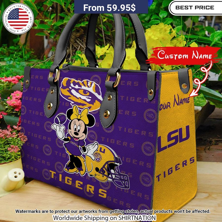 Personalized LSU Tigers Minnie Leather Hand Bag It is more than cute