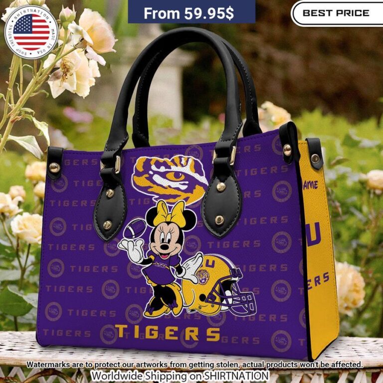 Personalized LSU Tigers Minnie Leather Hand Bag Nice photo dude