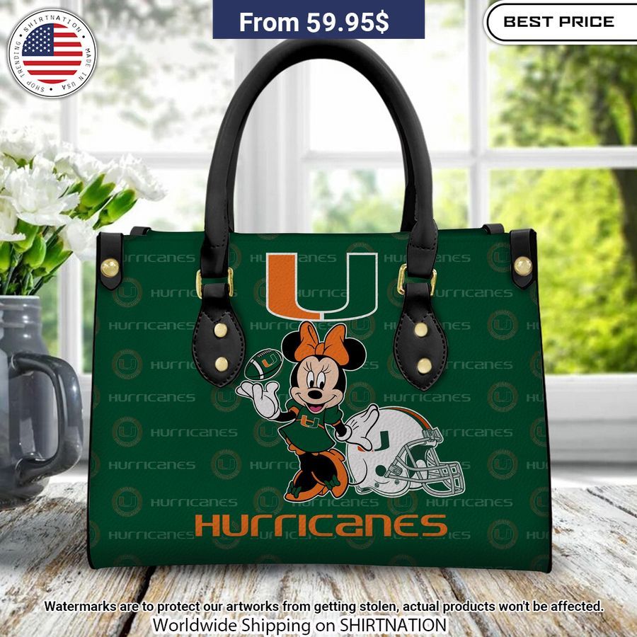Personalized Miami Hurricanes Minnie Leather Hand Bag Awesome Pic guys