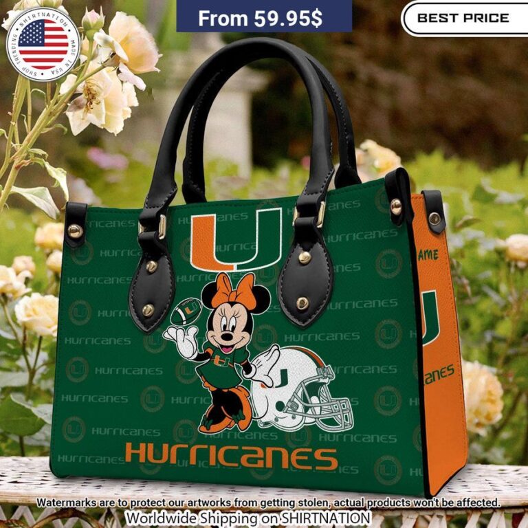 Personalized Miami Hurricanes Minnie Leather Hand Bag Damn good