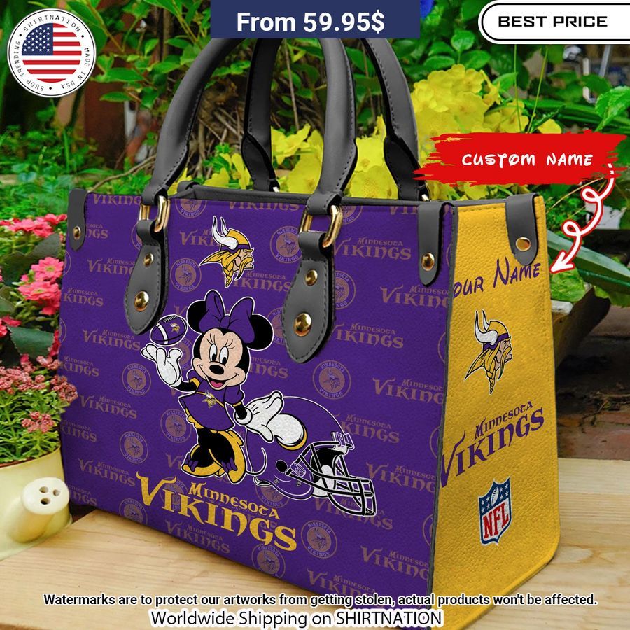Personalized Minnesota Vikings Minnie Leather Hand Bag I like your hairstyle