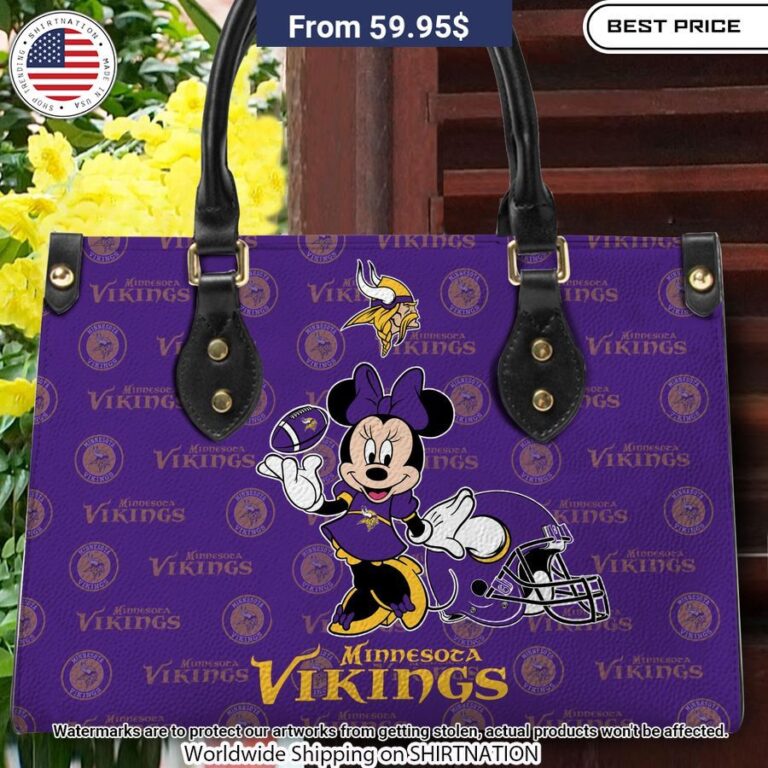 Personalized Minnesota Vikings Minnie Leather Hand Bag Damn good