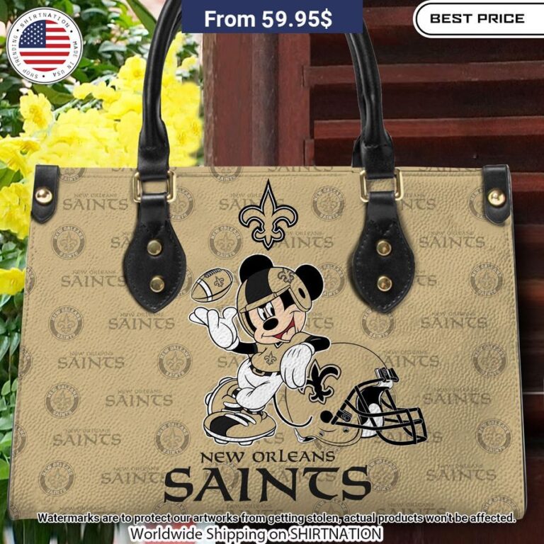 Personalized New Orleans Saints Mickey Leather Hand Bag Speechless