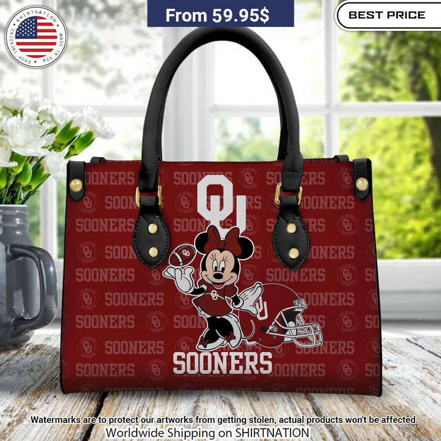 Personalized Oklahoma Sooners Minnie Leather Hand Bag She has grown up know