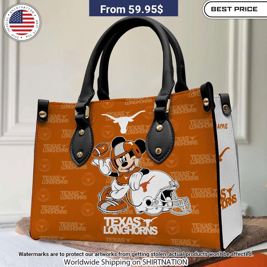 Personalized Texas Longhorns Mickey Leather Hand Bag Rejuvenating picture