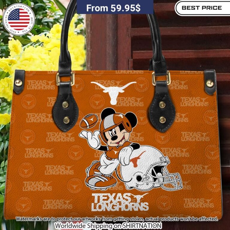 Personalized Texas Longhorns Mickey Leather Hand Bag Sizzling