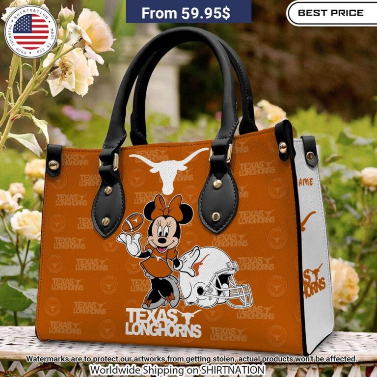 Personalized Texas Longhorns Minnie Leather Hand Bag Beauty queen