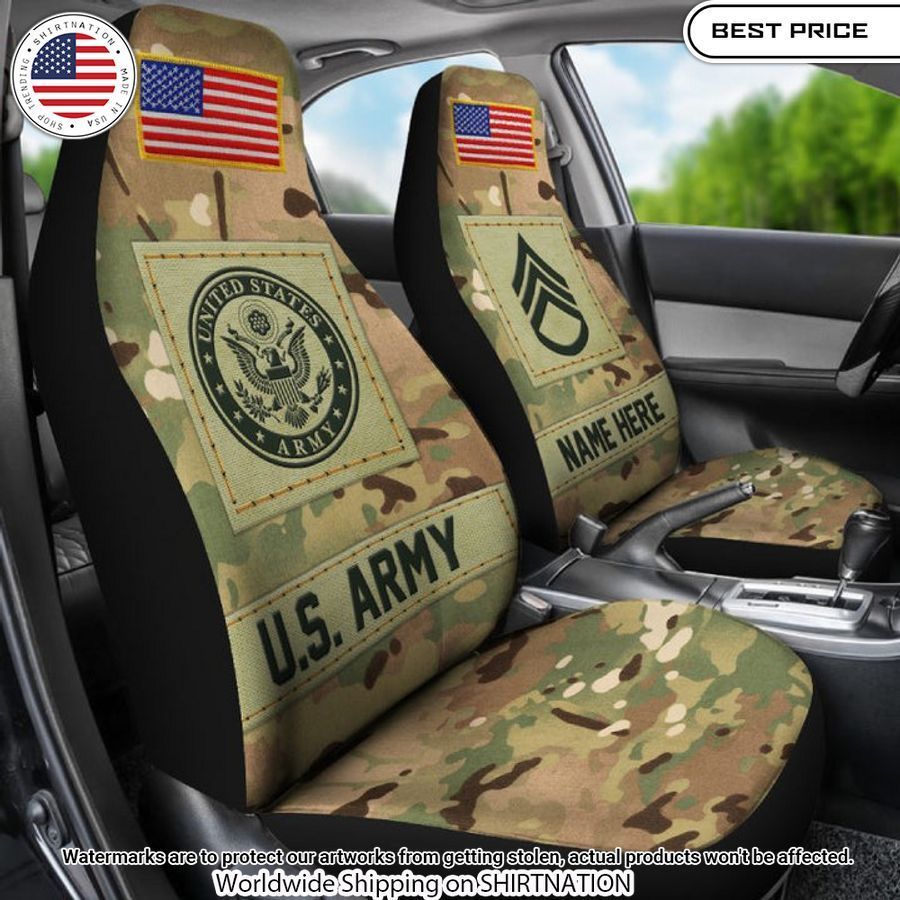 Personalized US Army Military Veteran Car Seat Cover Pic of the century