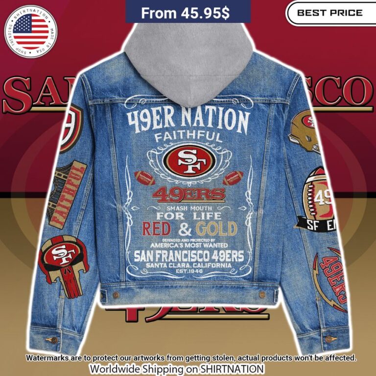 San Francisco 49ers Hooded Denim Jacket Handsome as usual