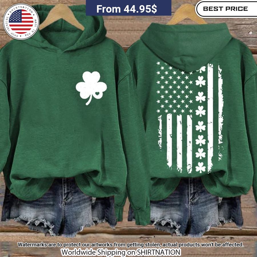 St. Patrick's Day Flag Shamrock Hoodie Super sober