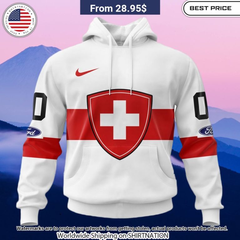 Swiss Ice Hockey Custom Hoodie Elegant and sober Pic