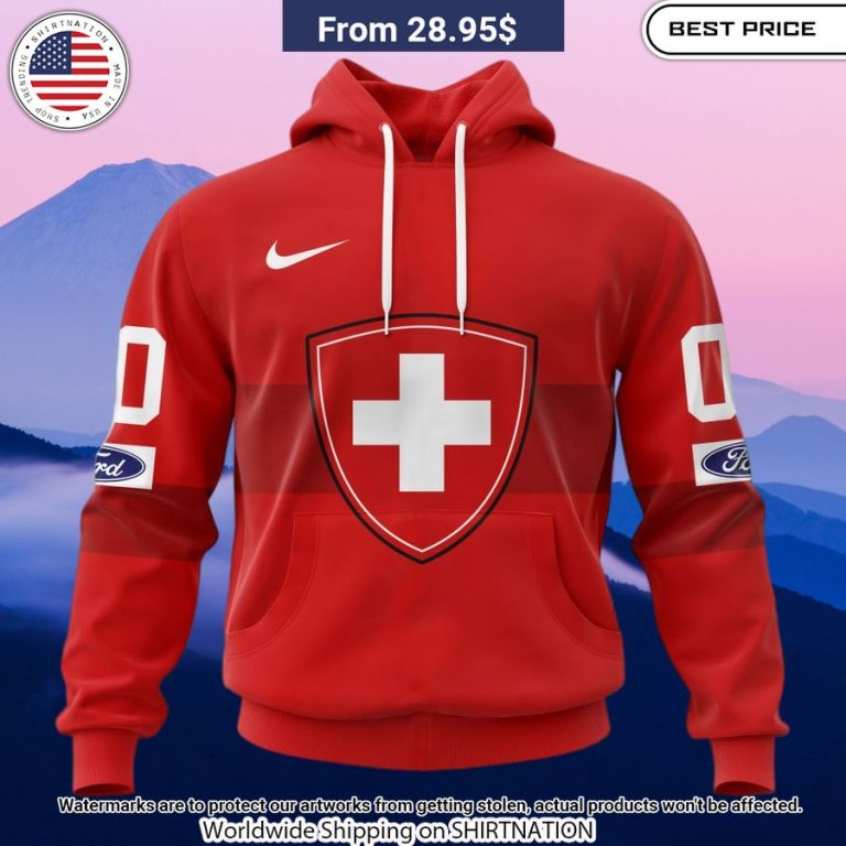 Swiss Ice Hockey Custom Kits Hoodie Impressive picture.