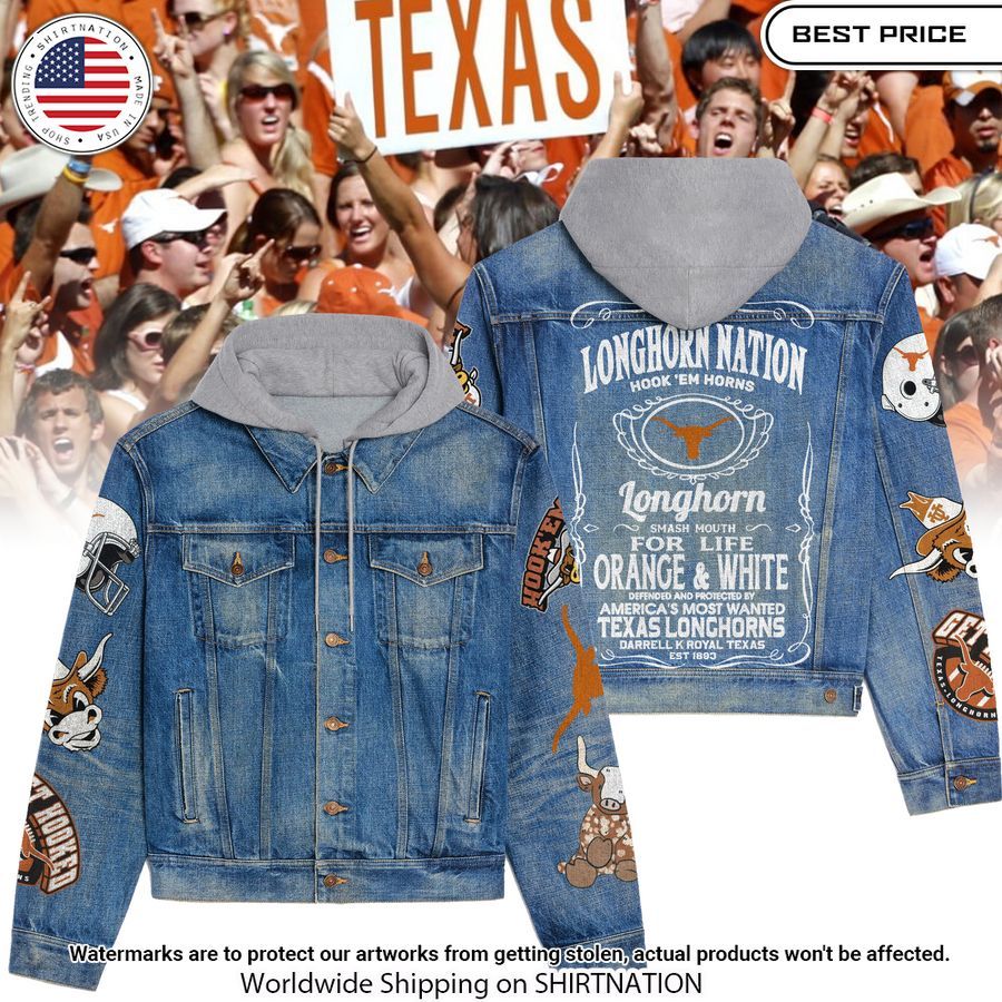 Texas Longhorns Jack Daniel's Hooded Denim Jacket Cuteness overloaded