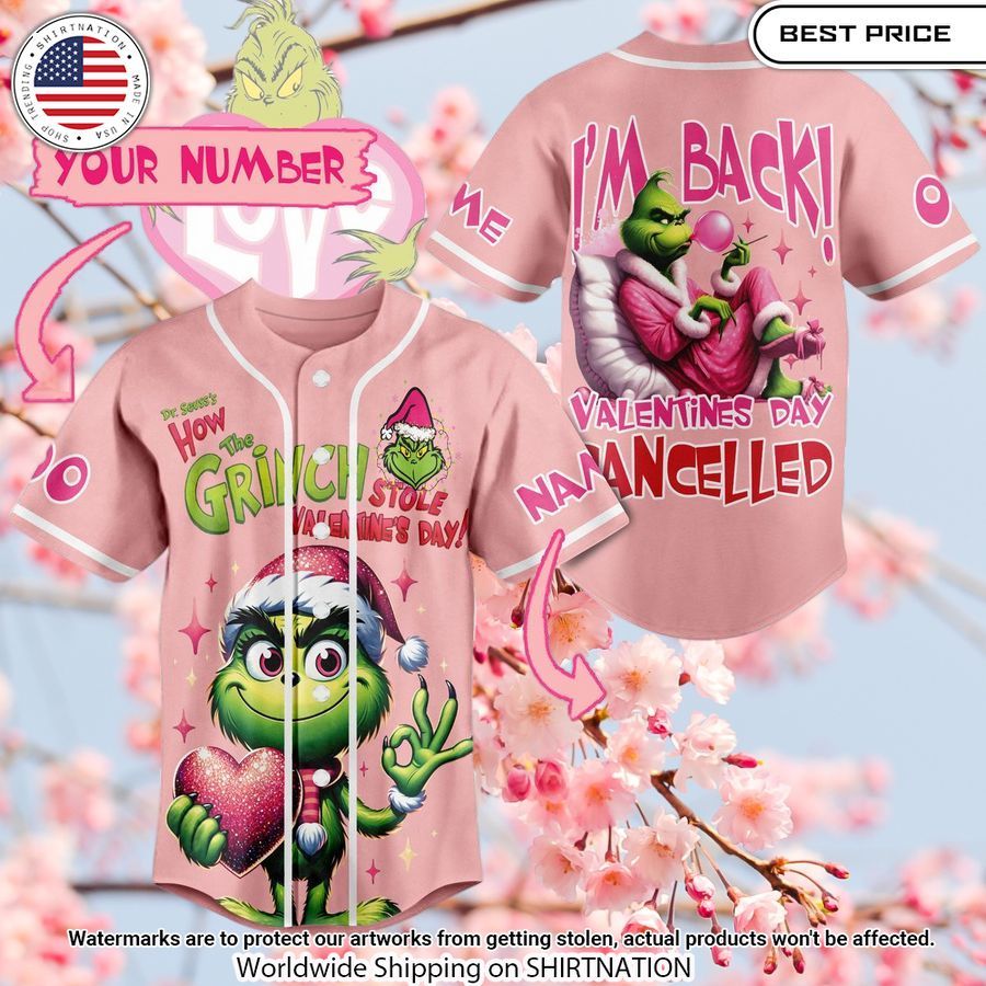 the grinch im back valentines day cancelled custom baseball jersey 1