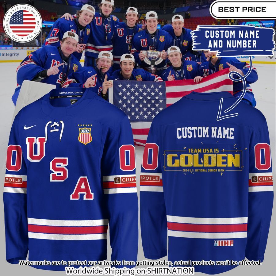usa hockey world junior ice hockey champions 2024 custom hockey jersey 1