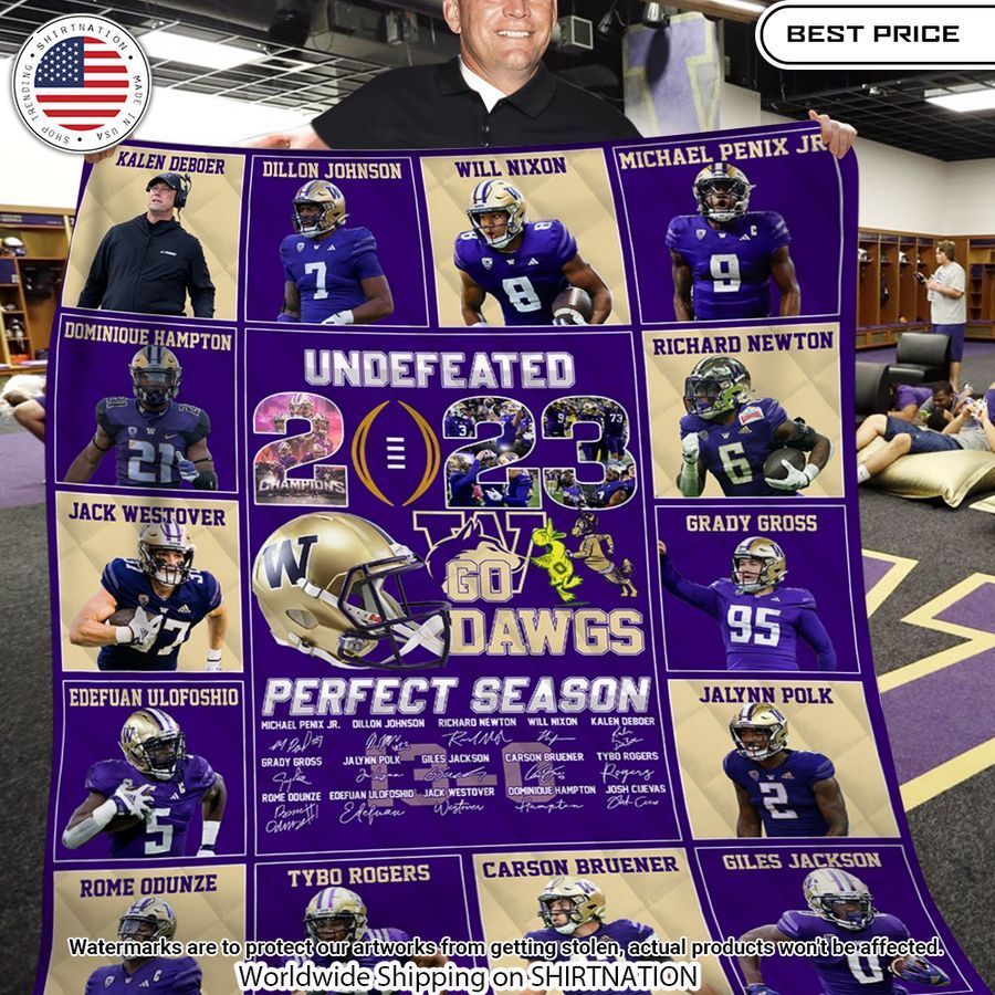 Washington Huskies Players undefeated 2023 Blanket Best click of yours