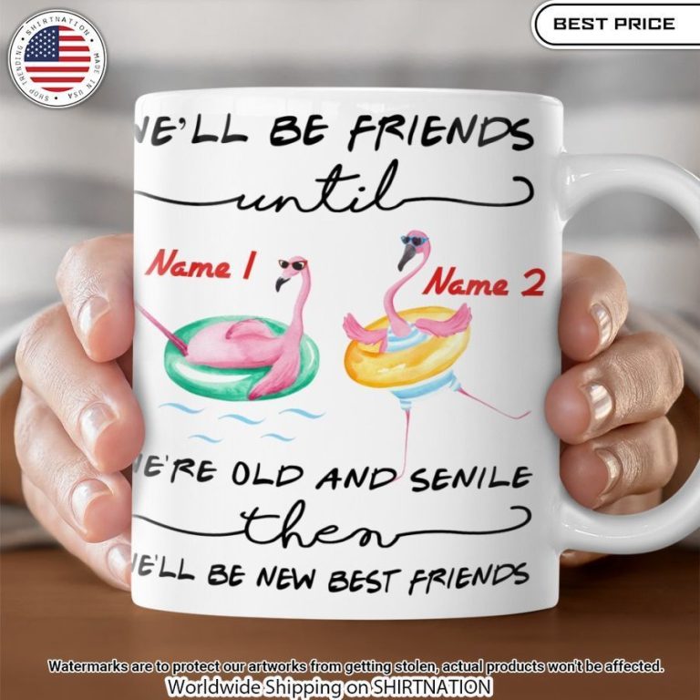 well be friend until were old and senile flamingo mug 2