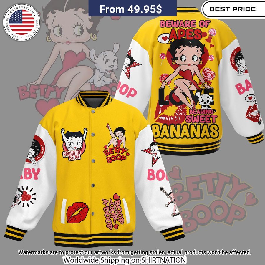 Betty Boop Beware Of Apes Baseball Jacket Nice place and nice picture