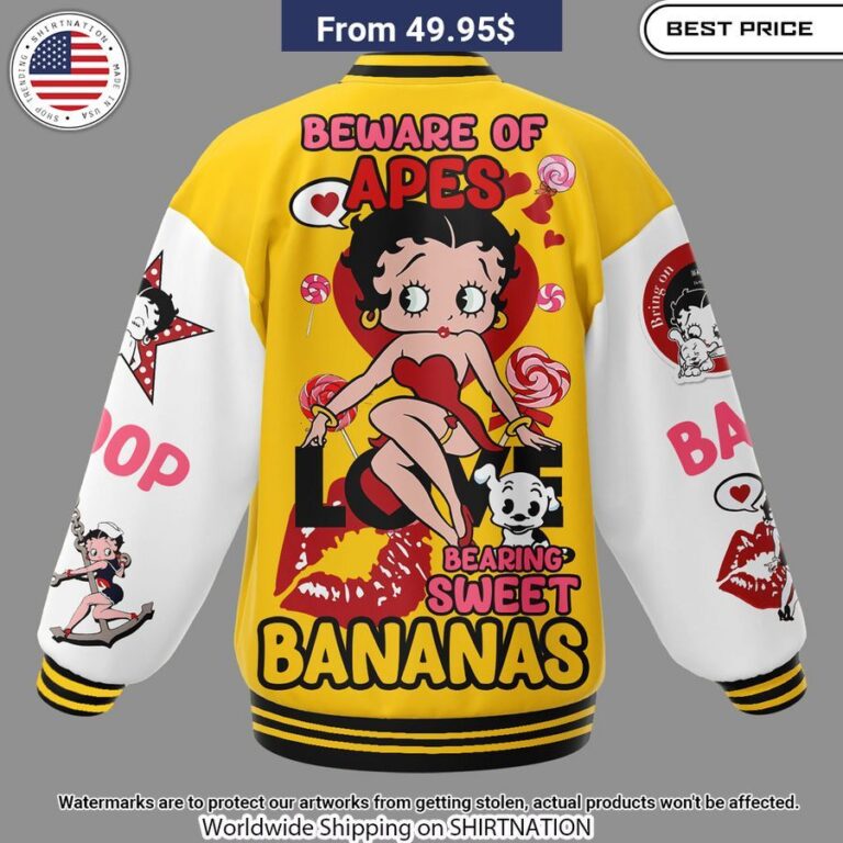 Betty Boop Beware Of Apes Baseball Jacket Is this your new friend?