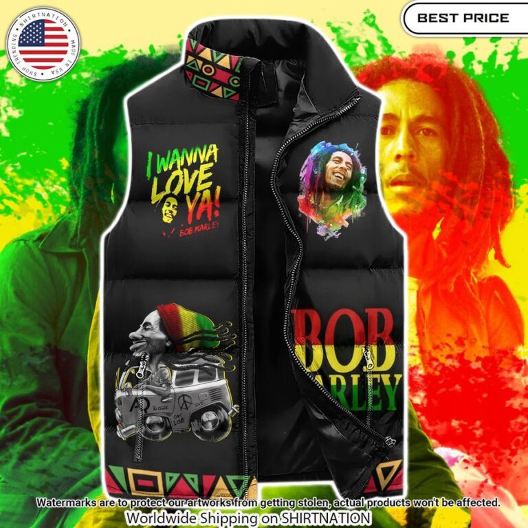 Bob Marley I wanna love ya Sleeveless Down Jacket Nice photo dude