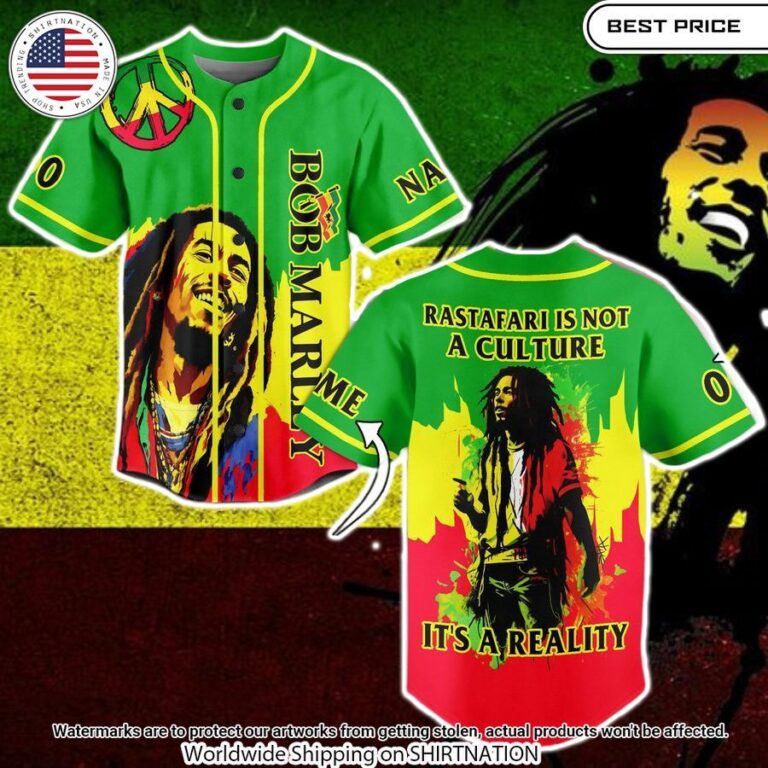 bob marley its not a culture its a reality baseball jersey 1