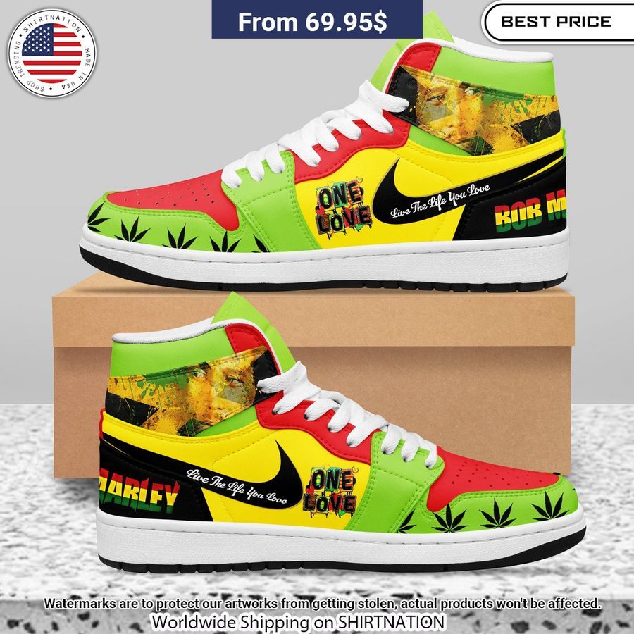 Bob Marley One Love Air Jordan High Top Sneakers Best picture ever