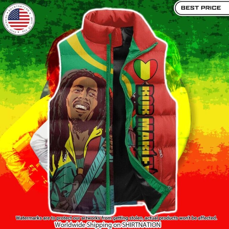 bob marley one love sleeveless down jacket 2