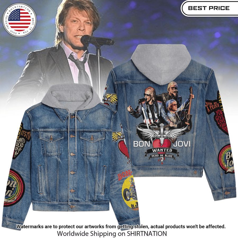 Bon Jovi Hooded Denim Jacket Your face is glowing like a red rose