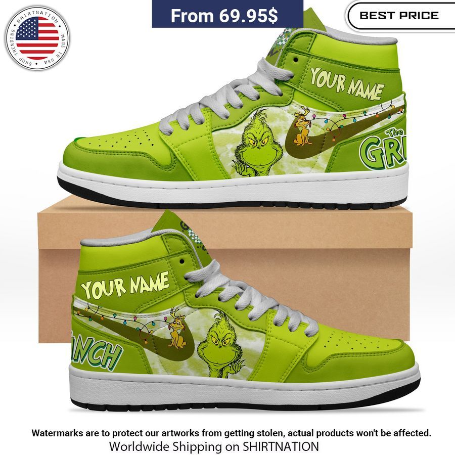 Customized The Grinch Jordan High Top Shoes Natural and awesome