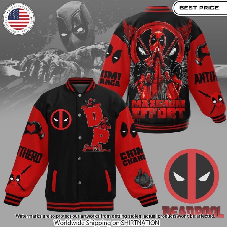 Deadpool Maximum Effort Baseball Jacket Two little brothers rocking together