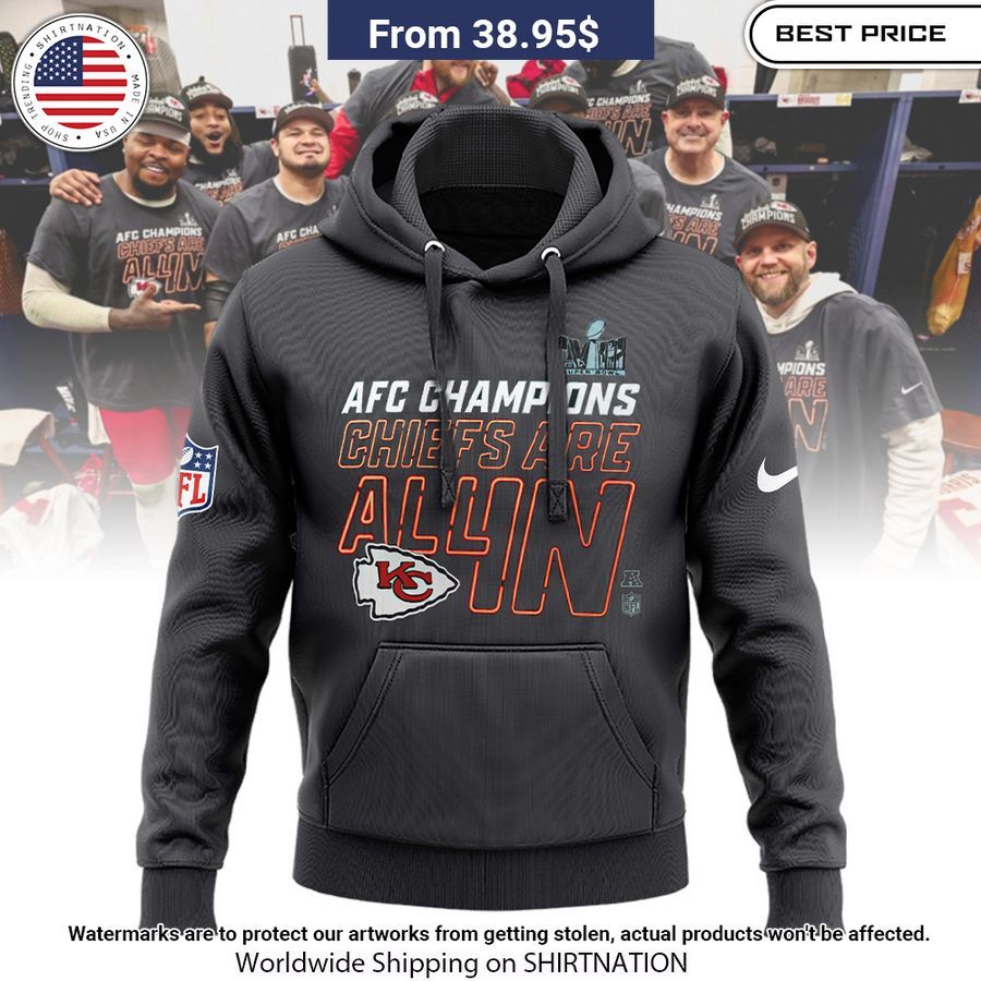Kansas City Chiefs All In 2023 AFC Champions Hoodie Eye soothing picture dear