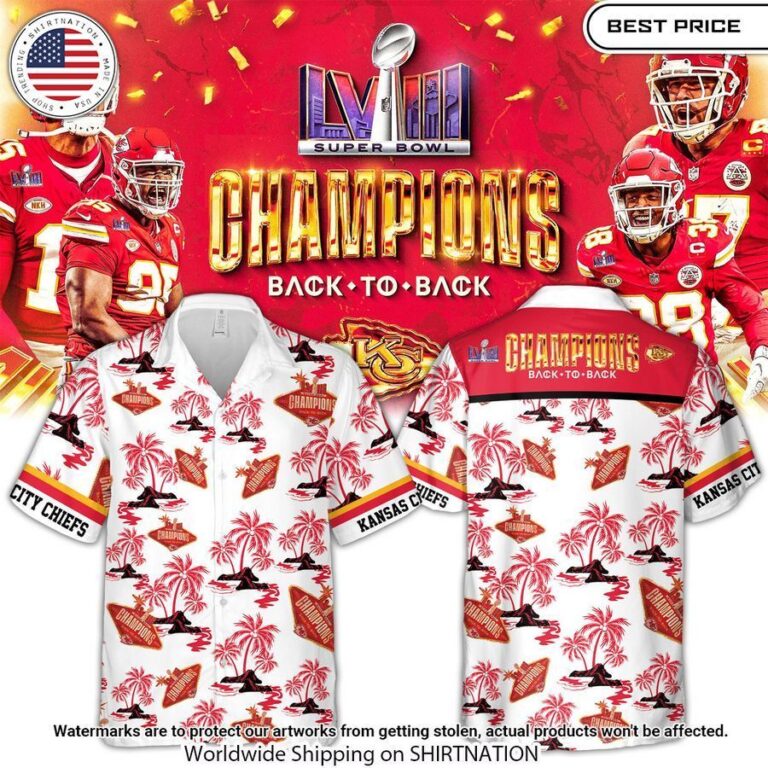 kansas city chiefs super bowl lviii champions hawaiian shirt short 1